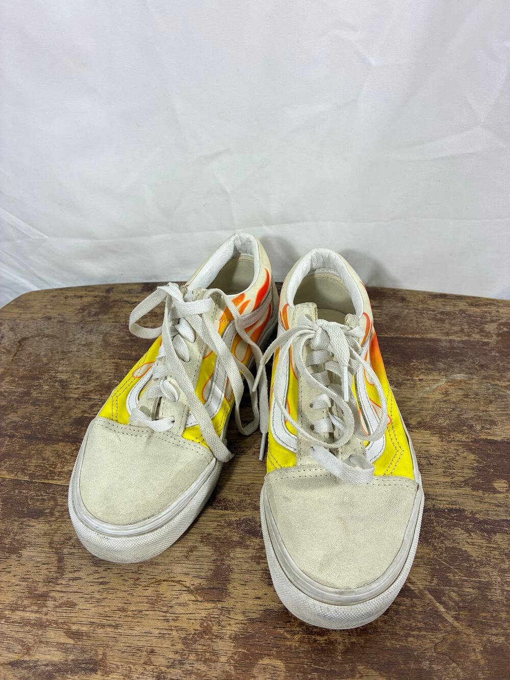 Vans Old Skool Flame Shoes Mens 5.5 Womens 7 Yellow Orange Preowned